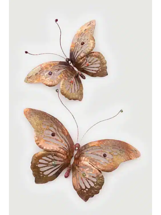 Nature Wall Art Pair 3D Decor Copper Butterflies w , Jewish Wedding Gi